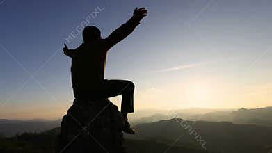 Silhouette of man praying on the background at sunset. spirituality and religion,man praying to god. Christianity concept, Video