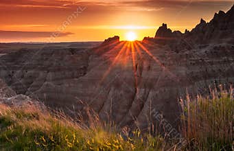 Sunset over the Badlands of South Dakota