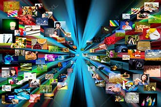 Multimedia background. Composed of many images