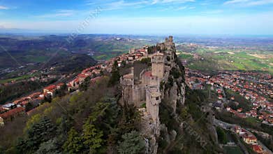 San Marino aerial drone overflight video , Italy travel destination scenics