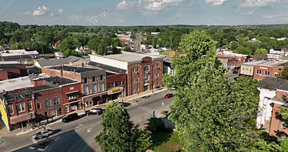 Main Street aerial view city center urban skyline Glasglow Kentucky