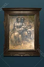 The Burlington House Cartoon by Leonardo da Vinci. Charcoal and wash