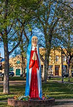 Plaza Park with beautiful sculptures in Las Vegas, New Mexico