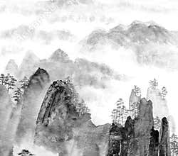 Chinese painting of mountain and cloud