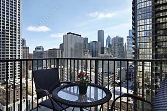 City view from condo balcony