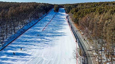 View of Jingyuetan ski resort in Changchun