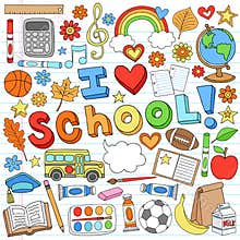 I Love School Supplies Vector Design Elements