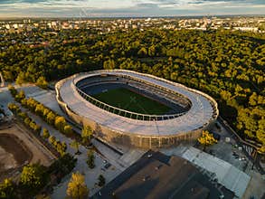 Darius and Girenas stadium in Kaunas, Lithuania, aerial