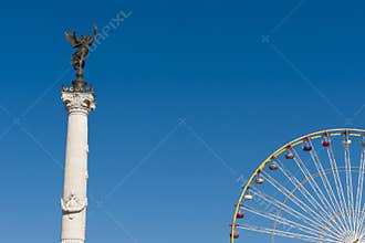 Big wheel and Statue of Girondins Bordeaux, France