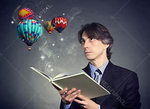 A man reads a book