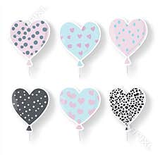 Elegant stock illustration with a hand-drawn design of birthday hot air balloons. Great for party celebration clip art.