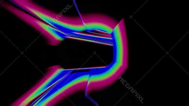Abstract Geometric Tunnel with Colorful Light Rays on Black