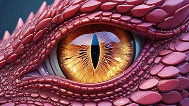 Closeup of a Dragon Eye Surrounded by Red Scales