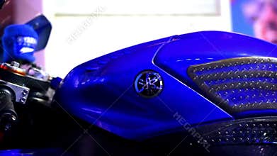 Yamaha logo motorcycle at moto GP showroom , 2 January 2025 , Buriram Thailand