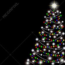 Christmas tree on a black background. Vector