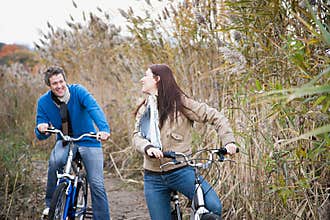 A couple cycling