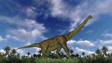 Brachiosaurus cycle walk, seamless loop, stock footage