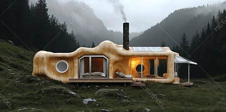 Innovative Ecofriendly Architecture Designed for Sustainability in a Mountainous Setting Surrounded by Nature and