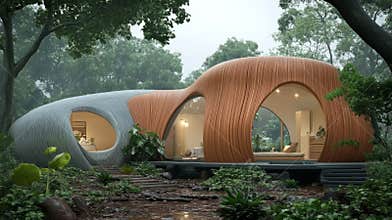 Innovative Sustainable Architecture Showcases Biomaterials and Ecofriendly Design in a Green Urban Environment