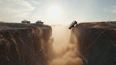 Jeep Plunge: Desert Cliffside Disaster