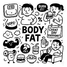 Cartoon Illustration of Body Fat Concepts
