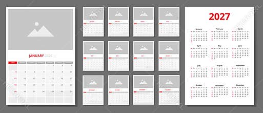 Wall calendar 2026 with space for photo, plus annual calendar 2027