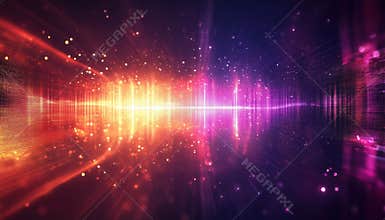 Futuristic Abstract Poster For Music Event With Glitched Sound Waves Template