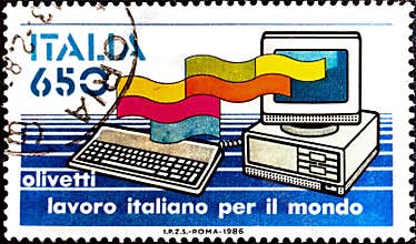 Italian job for the world, featuring an Olivetti computer