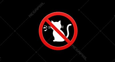 Red Circle Prohibition Symbol: No Feeding Cats Illustration