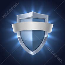 Glowing shield with blank ribbon safety badge