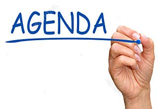 Hand writing word agenda