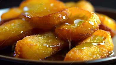 Golden Fried Sweet Potatoes with Honey Glaze