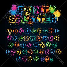 Colorful paint splatter alphabet
