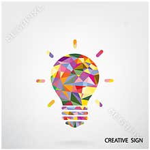 Colorful creative light bulb sign