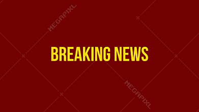 Breaking news text in yellow on a maroon background slanted to the right for urgent announcements animation loop video