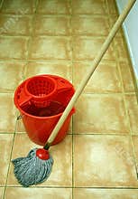 mop and bucket on the floor