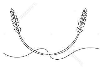 Simple wheat continuous one line drawing abstract minimal art