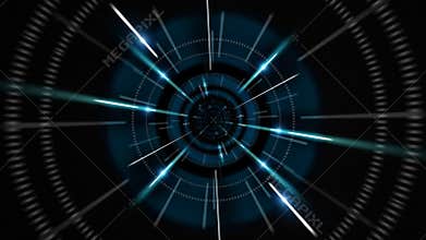Flight in abstract futuristic tunnel