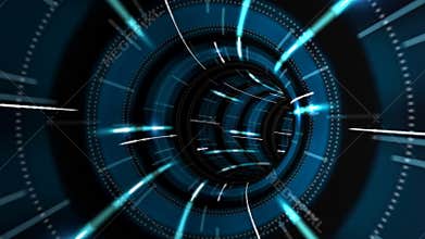 Flight in abstract futuristic tunnel
