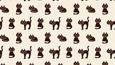 Cute playful hand-drawn cat characters seamless loop animation. motion background.