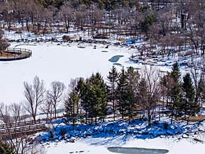 Early Spring Snow - Scenery of Jingyuetan National Forest Park, Changchun, China