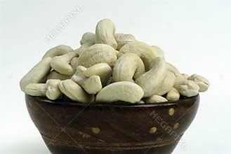 Cashew nut kernels-dry fruit-in a bowl-white background