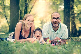 Happy family interracial