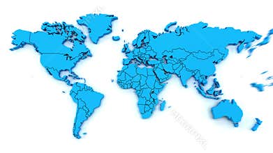 4k animation of world map with individual countries