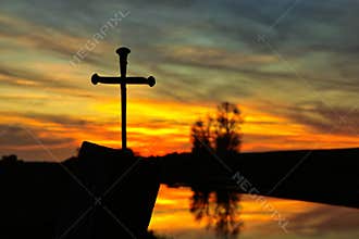 Sunset Nail Cross Reflection