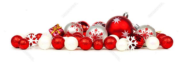 Red and white Christmas ornament border