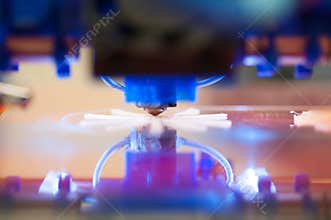 Closeup of 3D printer printing