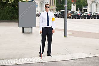 Blind Man Wearing Armband
