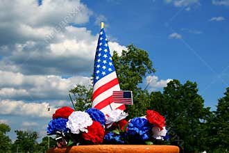 Americana Patriotism - Flag and Carnations