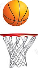 Basket flying into hoop.